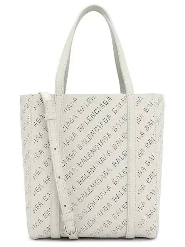 Luxury Balenciaga Trending 2025 Everyday All Over Logo Leather Tote Back White