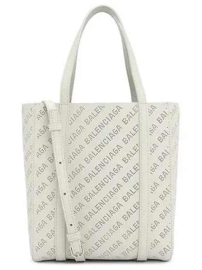 Luxury Balenciaga Trending 2025 Everyday All Over Logo Leather Tote Back White
