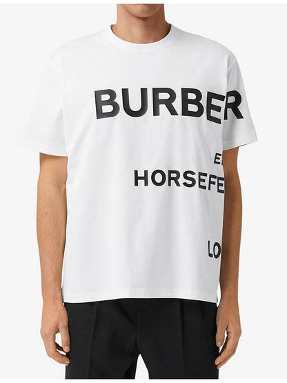 Luxury Burberry Men's Horseferry Logo Overfit Short Sleeve T-Shirt White