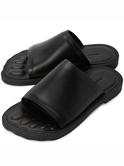 Luxury Balenciaga Trending 2025 Leather Slippers Black
