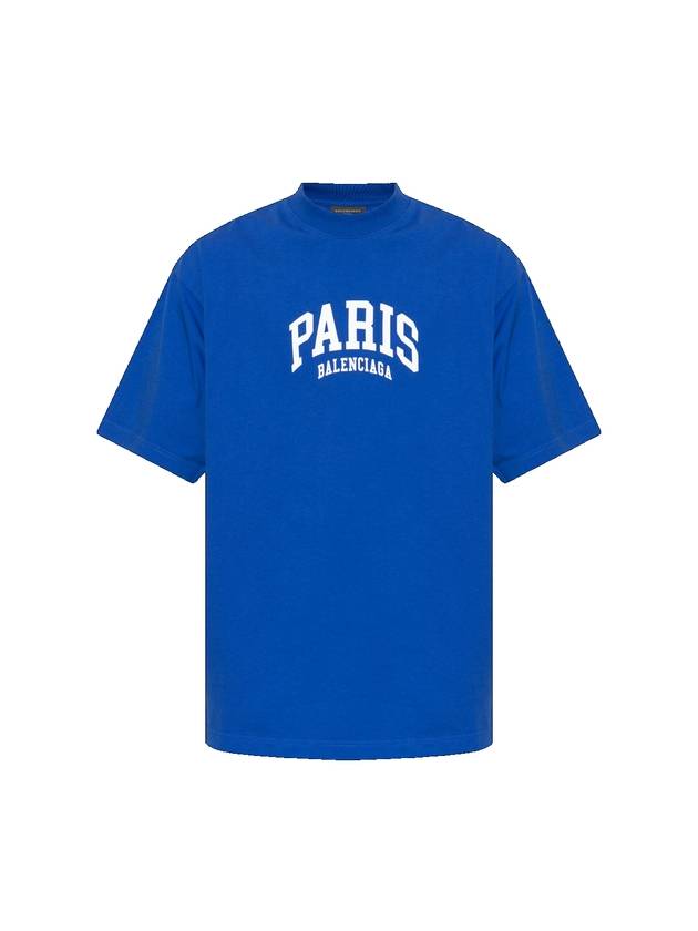Luxury Balenciaga Trending 2025 Paris Logo Medium Fit Short Sleeve T-shirt Blue
