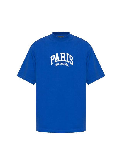 Luxury Balenciaga Trending 2025 Paris Logo Medium Fit Short Sleeve T-shirt Blue