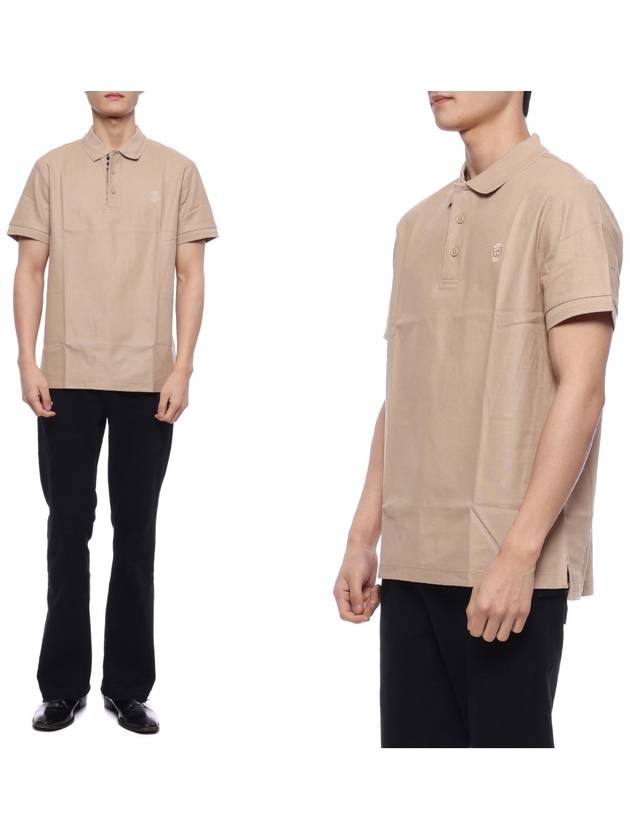 Luxury Burberry Monogram Motif Cotton Pique Polo Shirt Beige