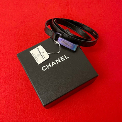 CHANEL belt leather black