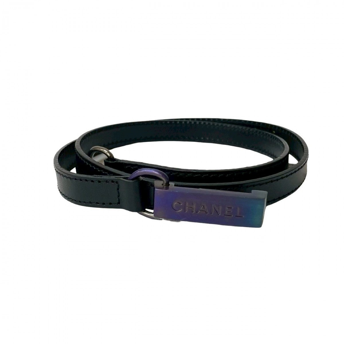 CHANEL belt leather black