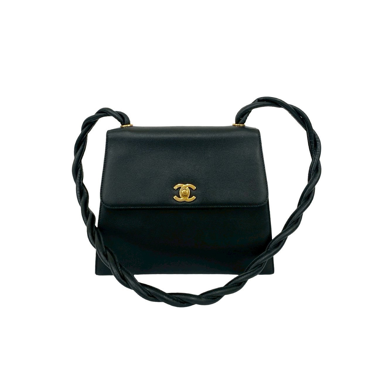 CHANEL Shoulder Bag Matt caviar skin black