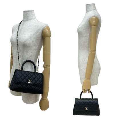 CHANEL Handbag Matt caviar skin black Coco Handle XS