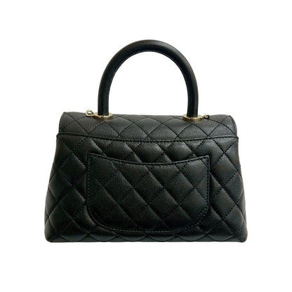 CHANEL Handbag Matt caviar skin black Coco Handle XS