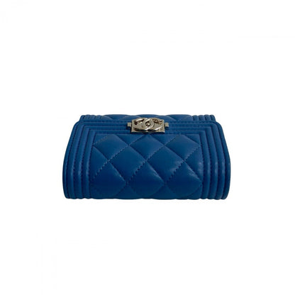 CHANEL Tri-fold wallet lambskin blue Matrasse Boy chanel