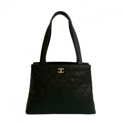 CHANEL Tote Bag Matt caviar skin black Matrasse