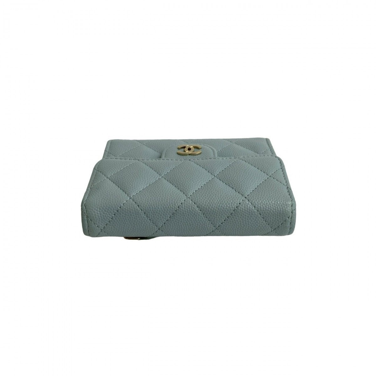 CHANEL Tri-fold wallet Matt caviar skin blue Matrasse