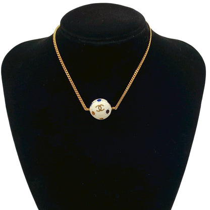 CHANEL Necklace Gold Plated white