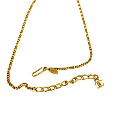 CHANEL Necklace Gold Plated white
