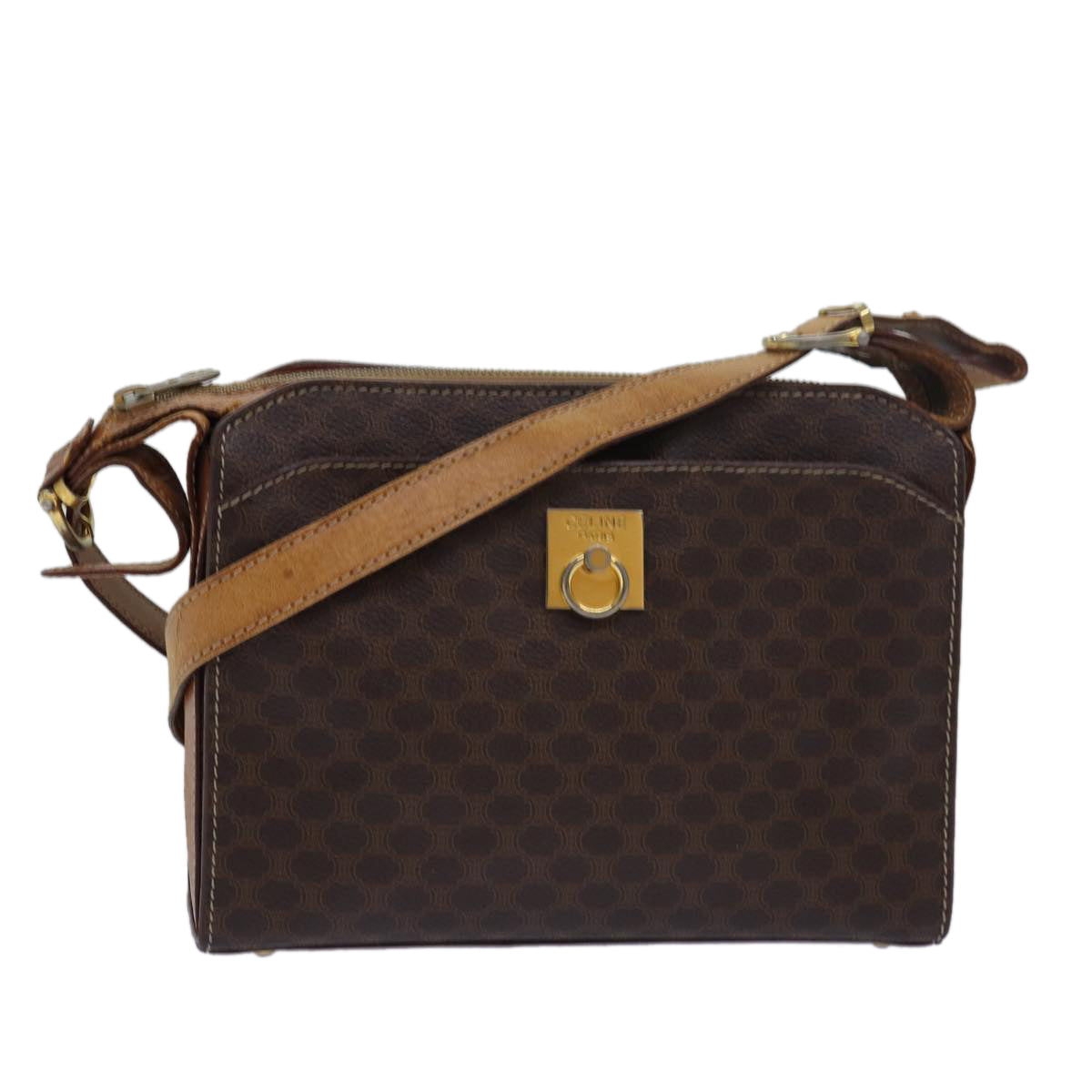Luxury CELINE Macadam Canvas Shoulder Bag Brown  80063