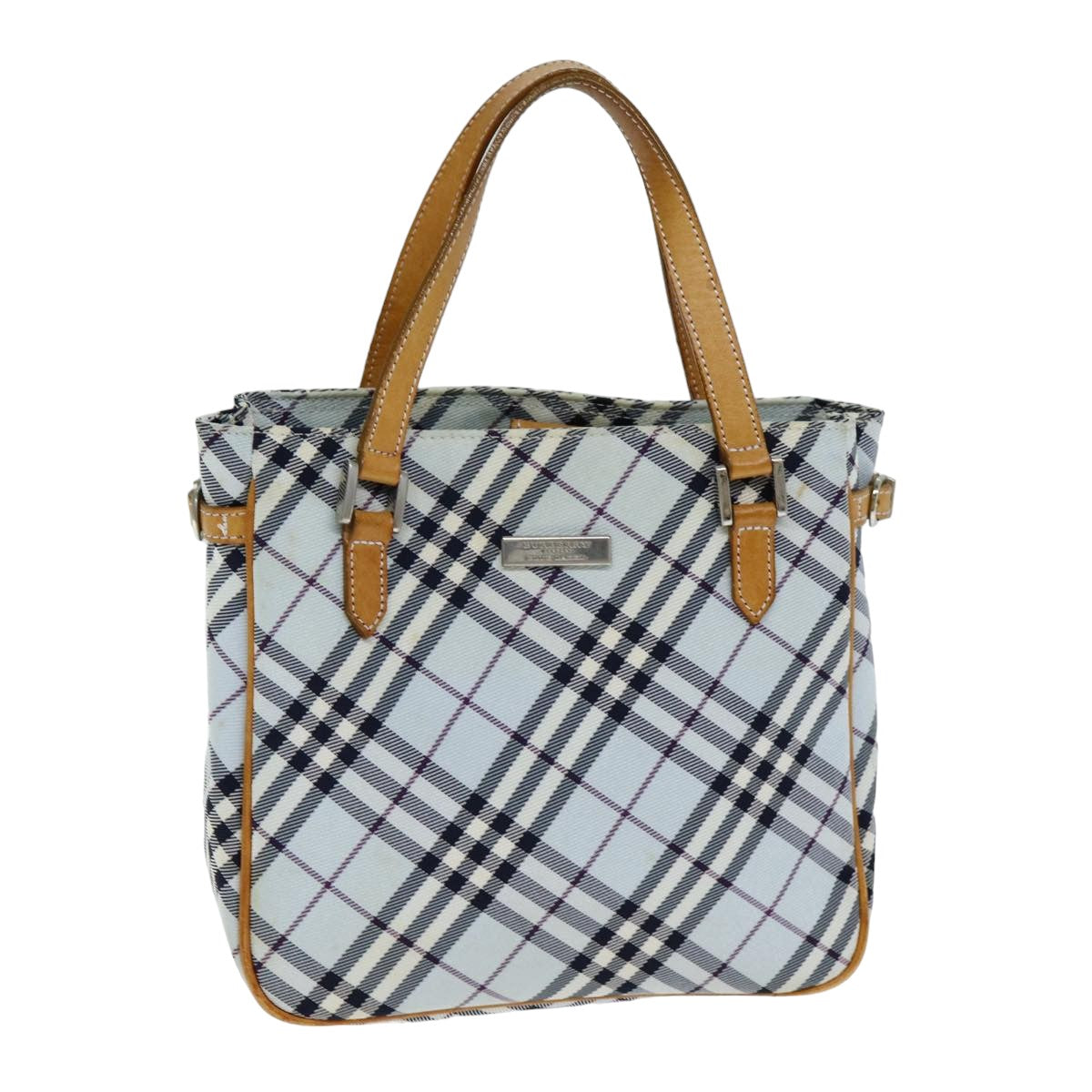 Luxury Burberry Nova Check Hand Bag Light Blue Auth 80074