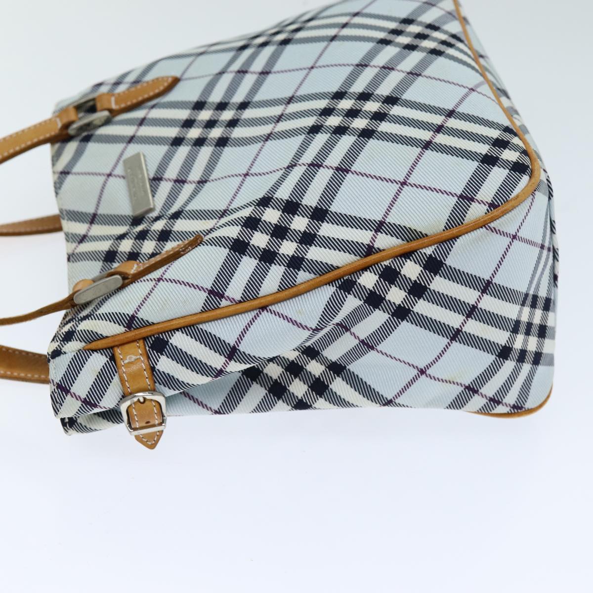 Luxury Burberry Nova Check Hand Bag Light Blue Auth 80074