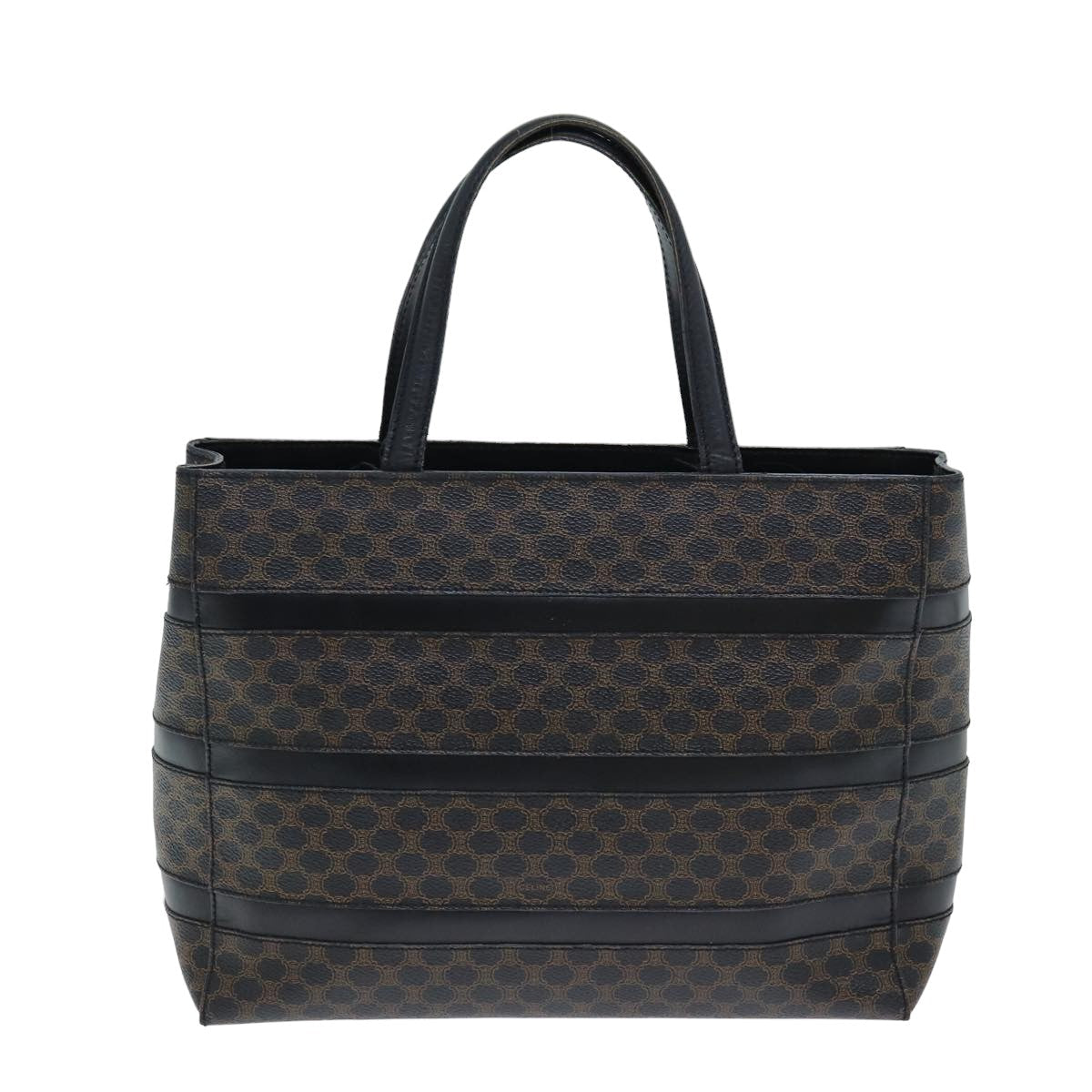 Luxury CELINE Macadam Canvas Hand Bag Black Brown  80079