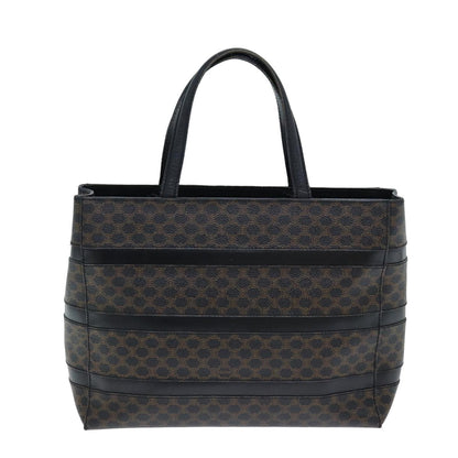 Luxury CELINE Macadam Canvas Hand Bag Black Brown  80079
