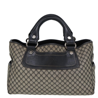Luxury CELINE Macadam Canvas Hand Bag Black Beige  80080