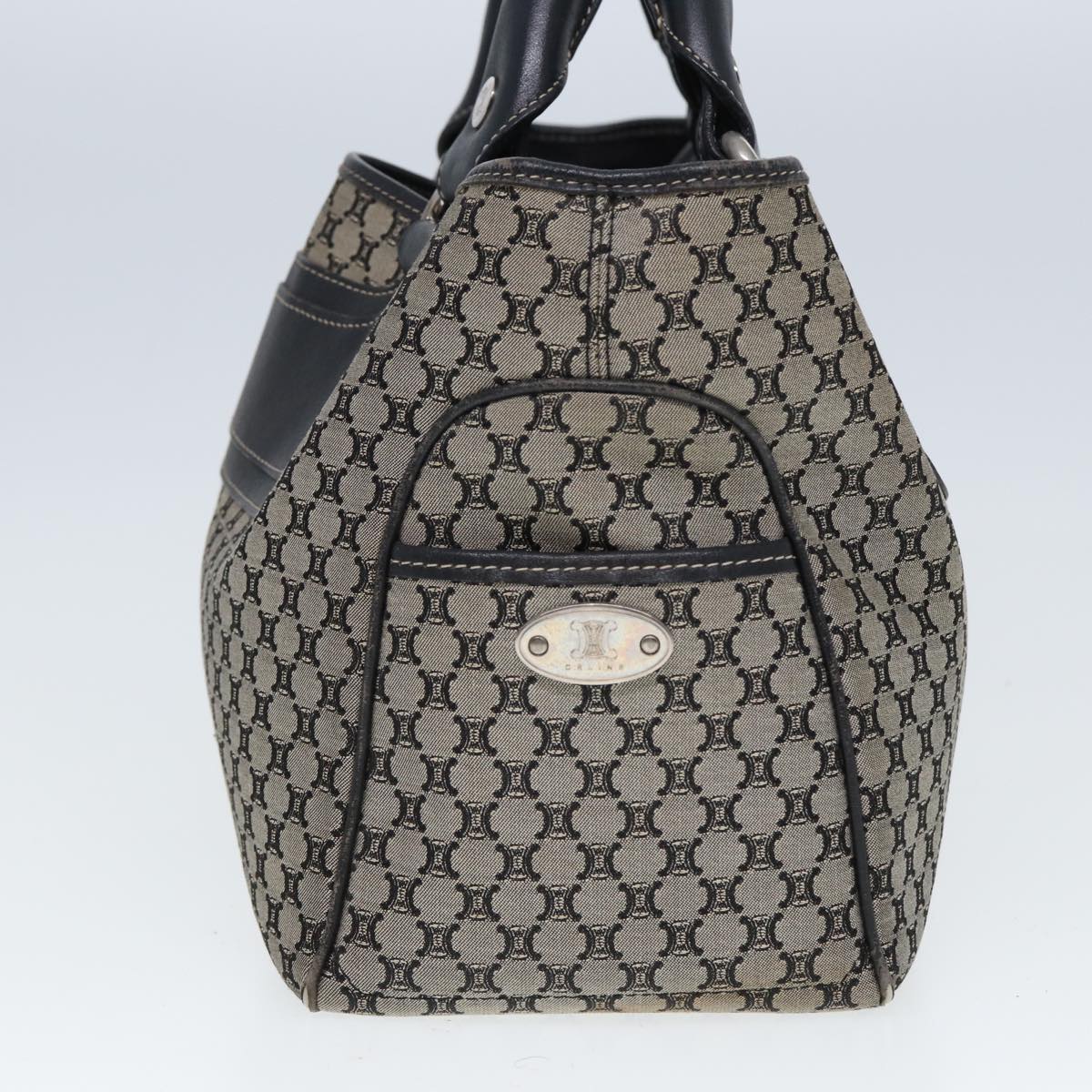 Luxury CELINE Macadam Canvas Hand Bag Black Beige  80080