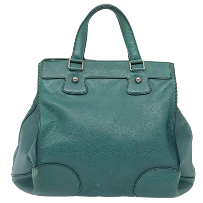 Luxury CELINE Hand Bag Leather 2way Turquoise Blue  80082