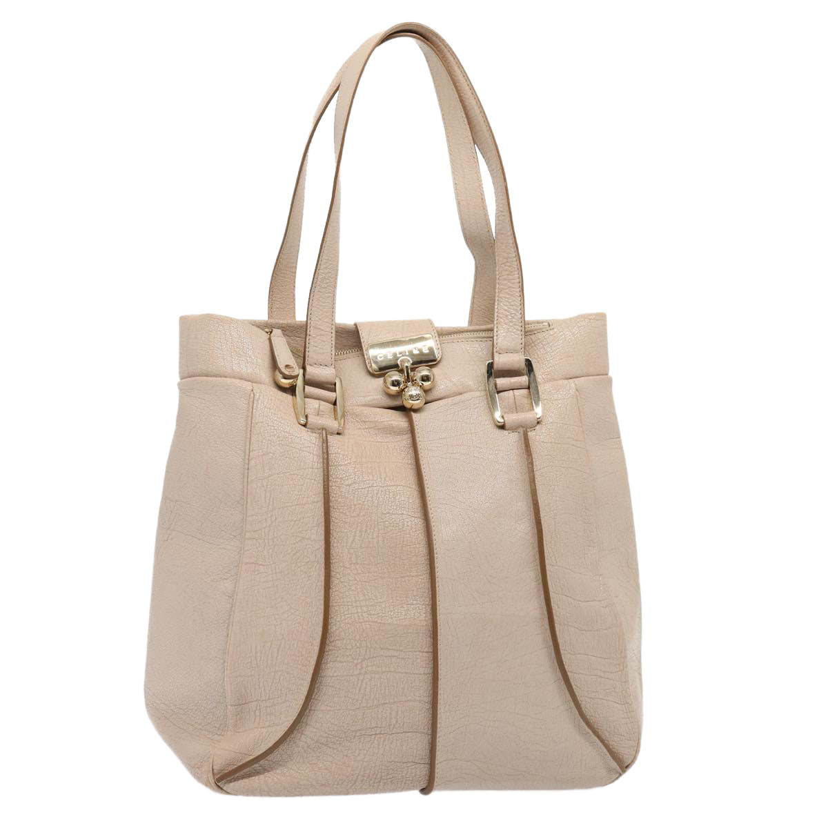 Luxury CELINE Shoulder Bag Leather Beige  80083