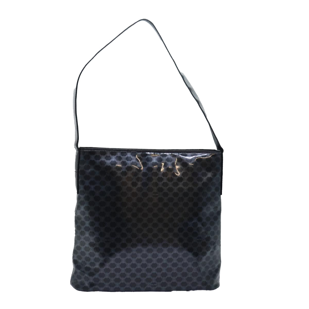 Luxury CELINE Macadam Canvas Enamel Shoulder Bag Black  80084
