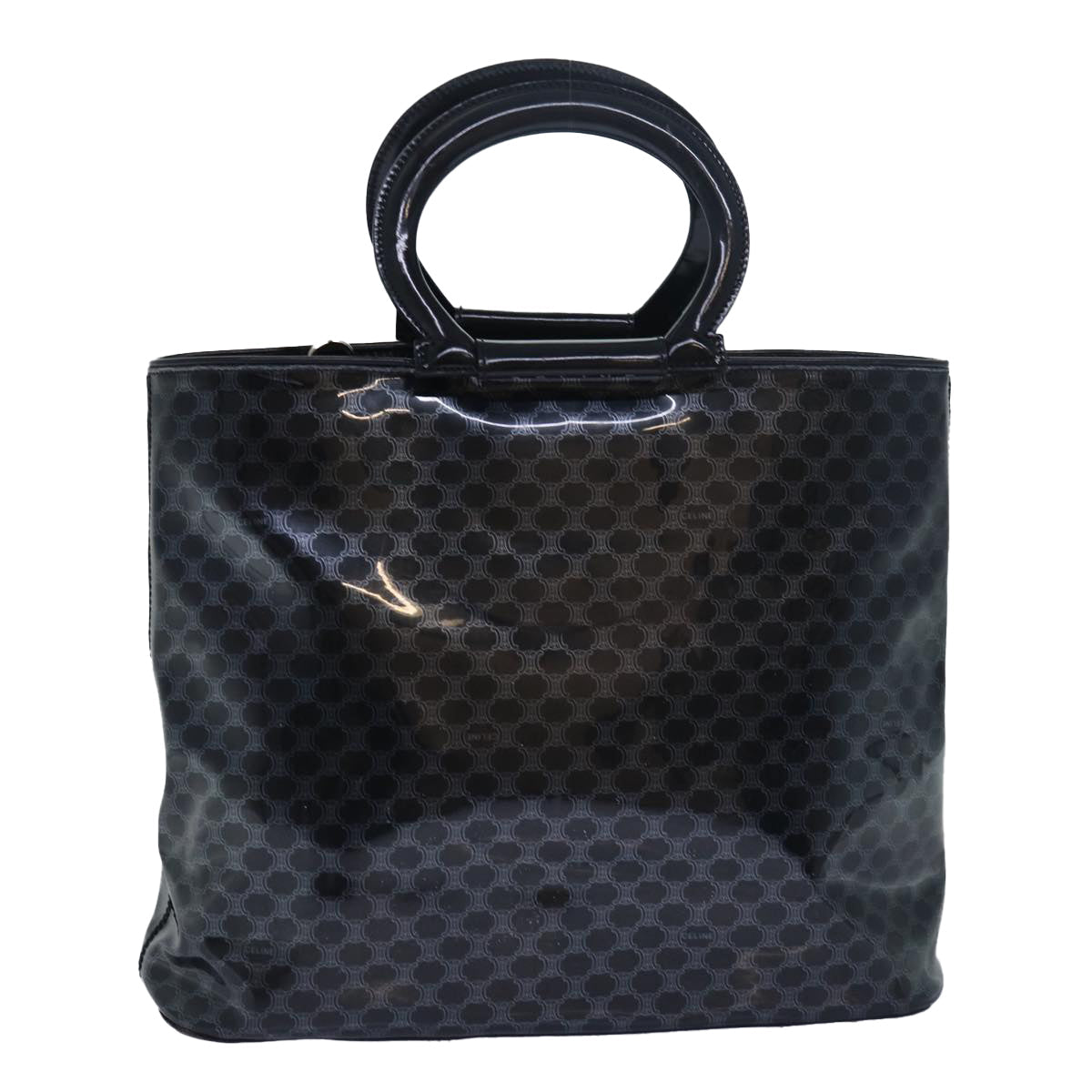 Luxury CELINE Macadam Canvas Hand Bag Enamel Black  80085