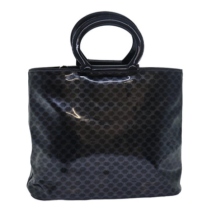 Luxury CELINE Macadam Canvas Hand Bag Enamel Black  80085