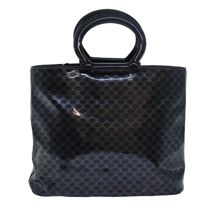 Luxury CELINE Macadam Canvas Hand Bag Enamel Black  80085