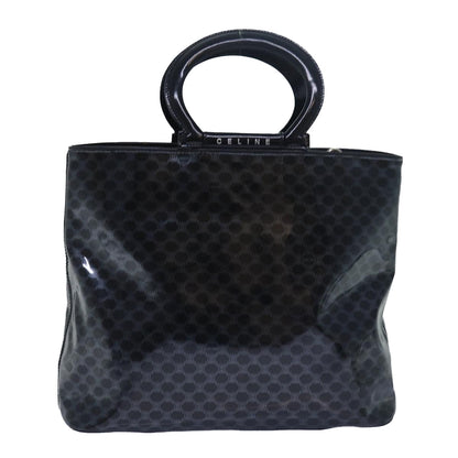 Luxury CELINE Macadam Canvas Hand Bag Enamel Black  80085