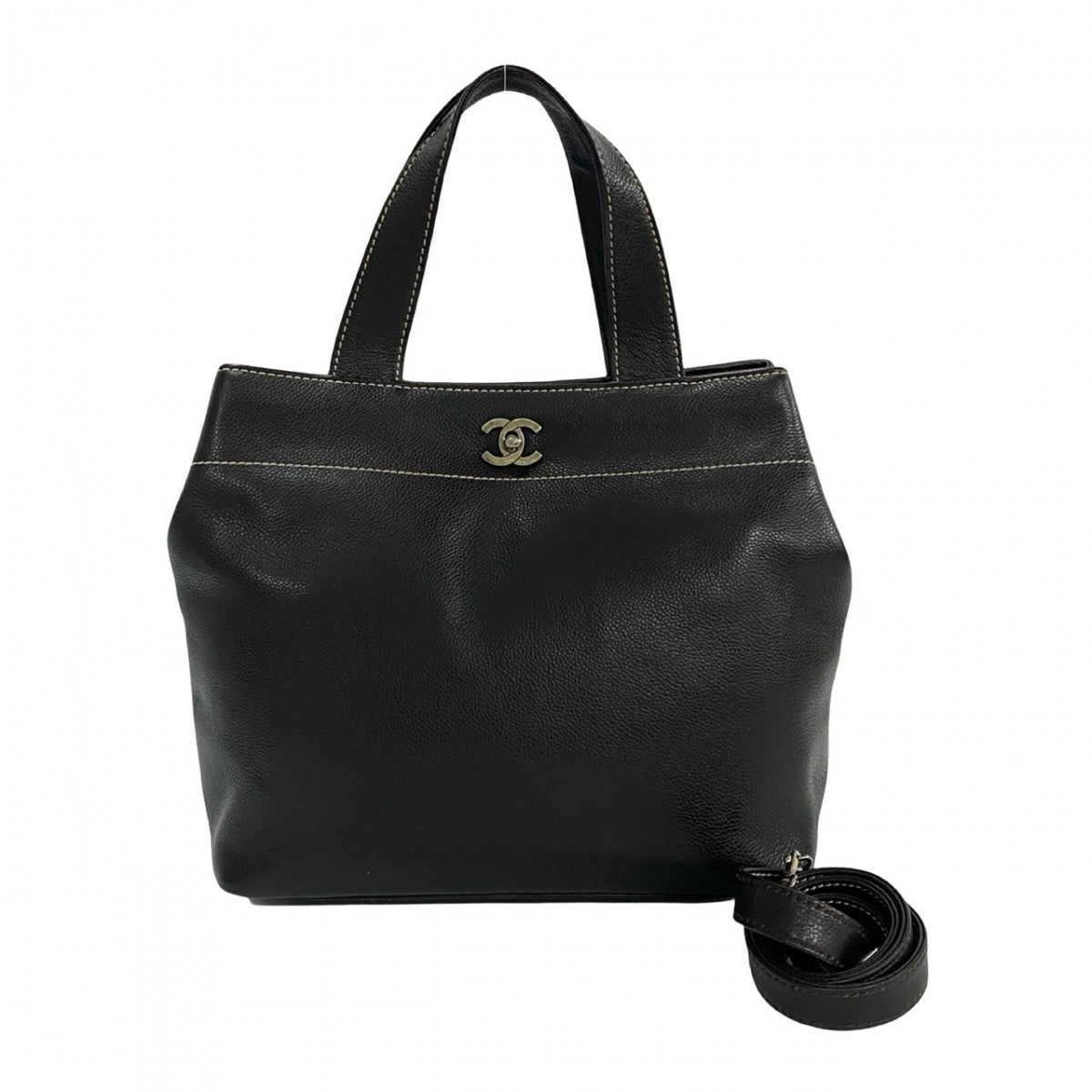 CHANEL Shoulder Bag Matt caviar skin Brown COCO Mark Turnlock Women