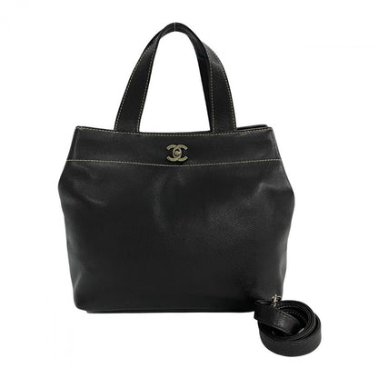 CHANEL Shoulder Bag Matt caviar skin Brown COCO Mark Turnlock Women