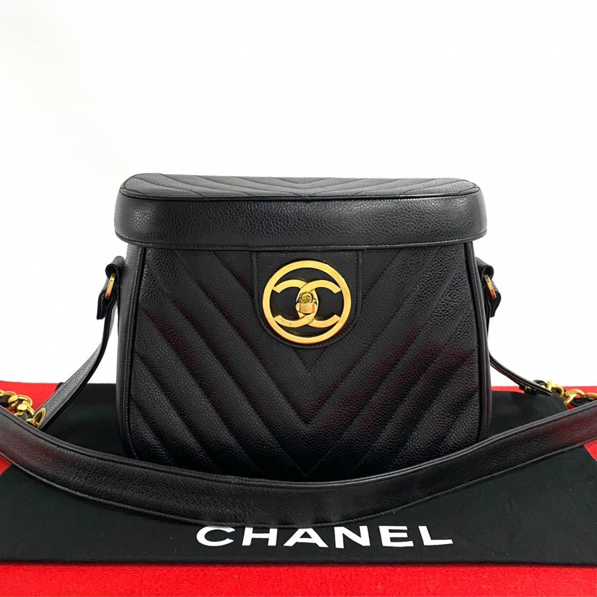 CHANEL Shoulder Bag Leather, Matte Caviar Skin black COCO Mark Women