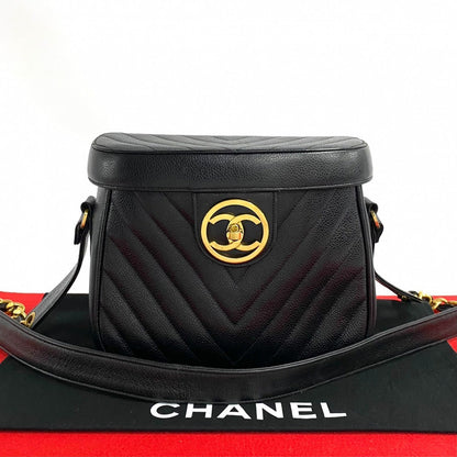 CHANEL Shoulder Bag Leather, Matte Caviar Skin black COCO Mark Women