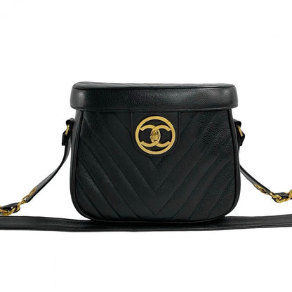 CHANEL Shoulder Bag Leather, Matte Caviar Skin black COCO Mark Women