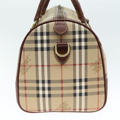 Luxury BurberrySs Nova Check Boston Bag PVC Leather 2way Beige Auth 80146
