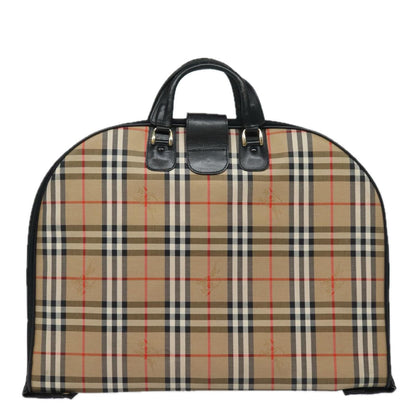 Luxury BurberrySs Nova Check Garment Cover Canvas Beige Black Auth 80164