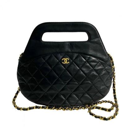 CHANEL Shoulder Bag lambskin black COCO Mark Matrasse Women