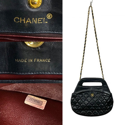 CHANEL Shoulder Bag lambskin black COCO Mark Matrasse Women