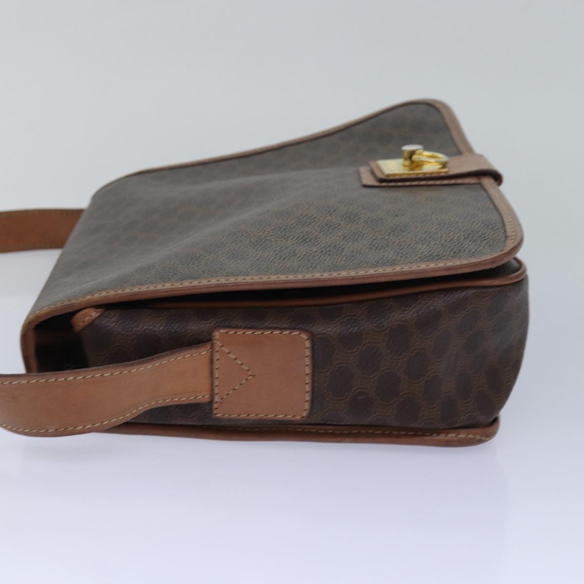 Luxury CELINE Macadam Canvas Shoulder Bag PVC Leather Beige  80231