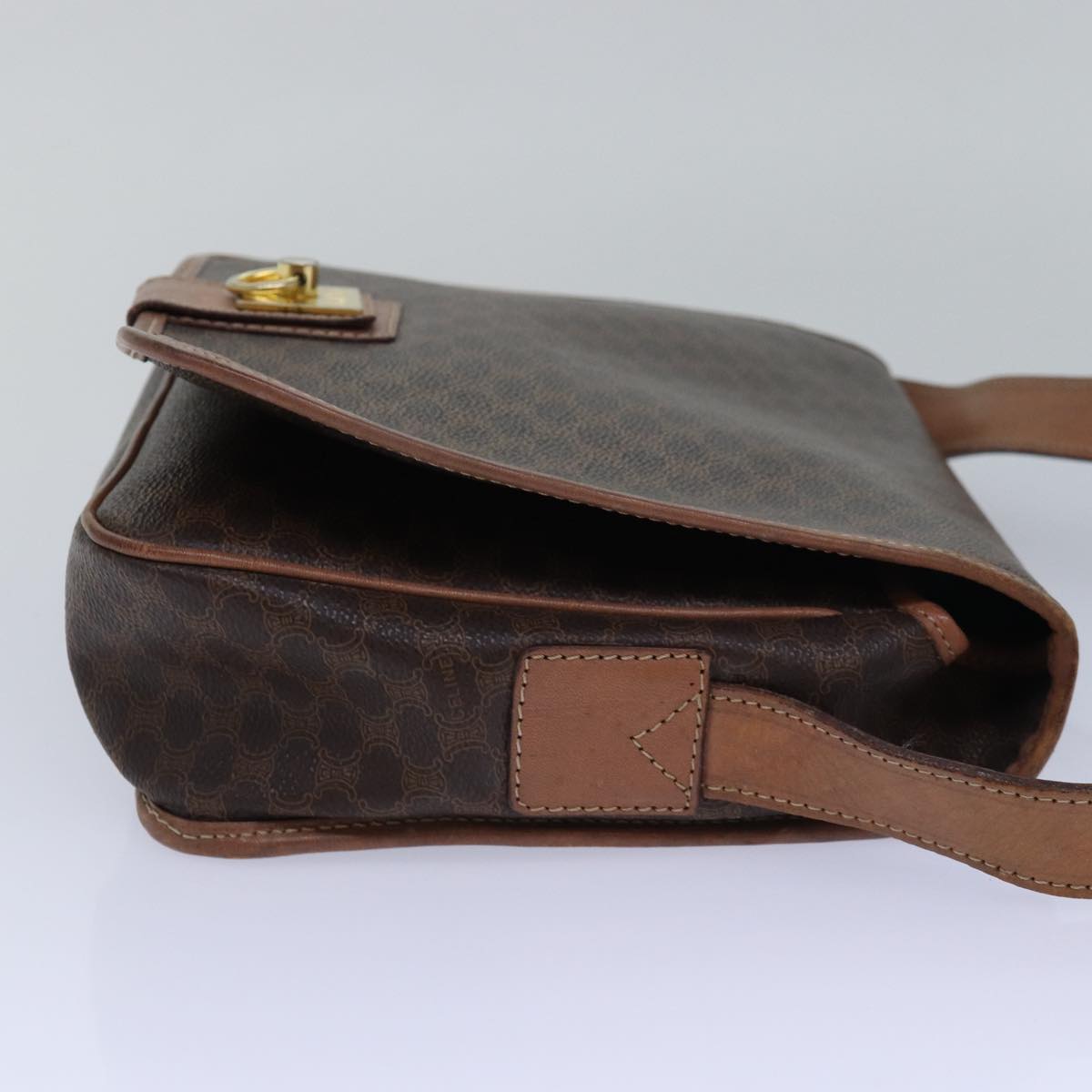 Luxury CELINE Macadam Canvas Shoulder Bag PVC Leather Beige  80231