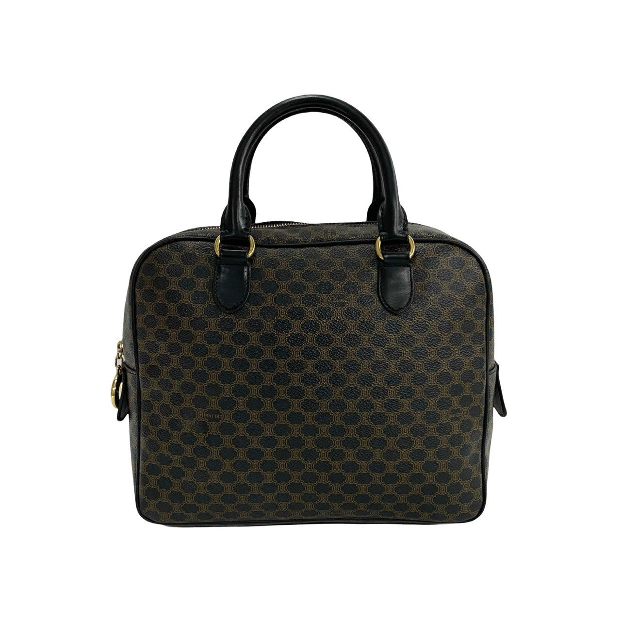 CELINE Handbag Leather, PVC black Macadam Blason Triomphe Pattern Women