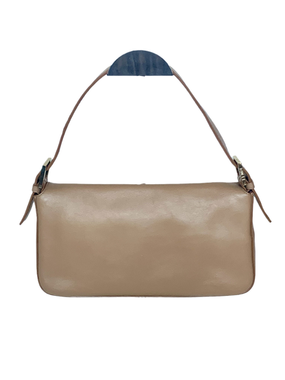 Fendi Baguette Beige Leather with Gold Studded Metal Buckle