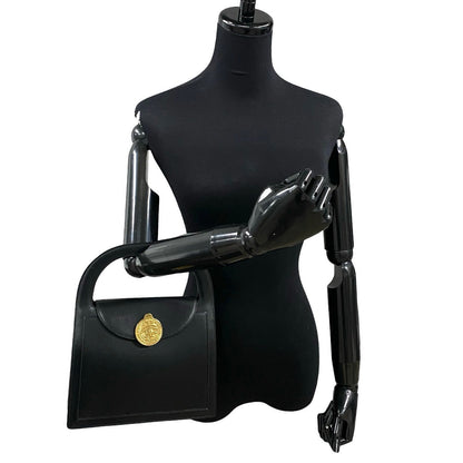 CELINE Handbag leather black Globe logo Metal Women