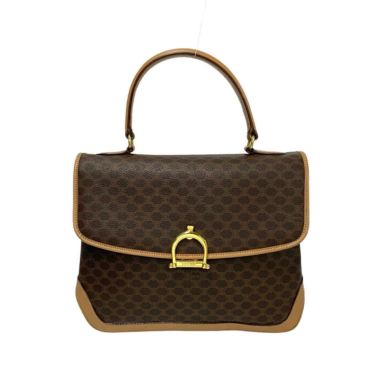 CELINE Handbag Leather, PVC Brown Macadam Brazon Women