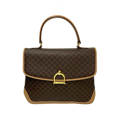 CELINE Handbag Leather, PVC Brown Macadam Brazon Women