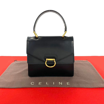 CELINE Handbag leather black Gancini Metal Women