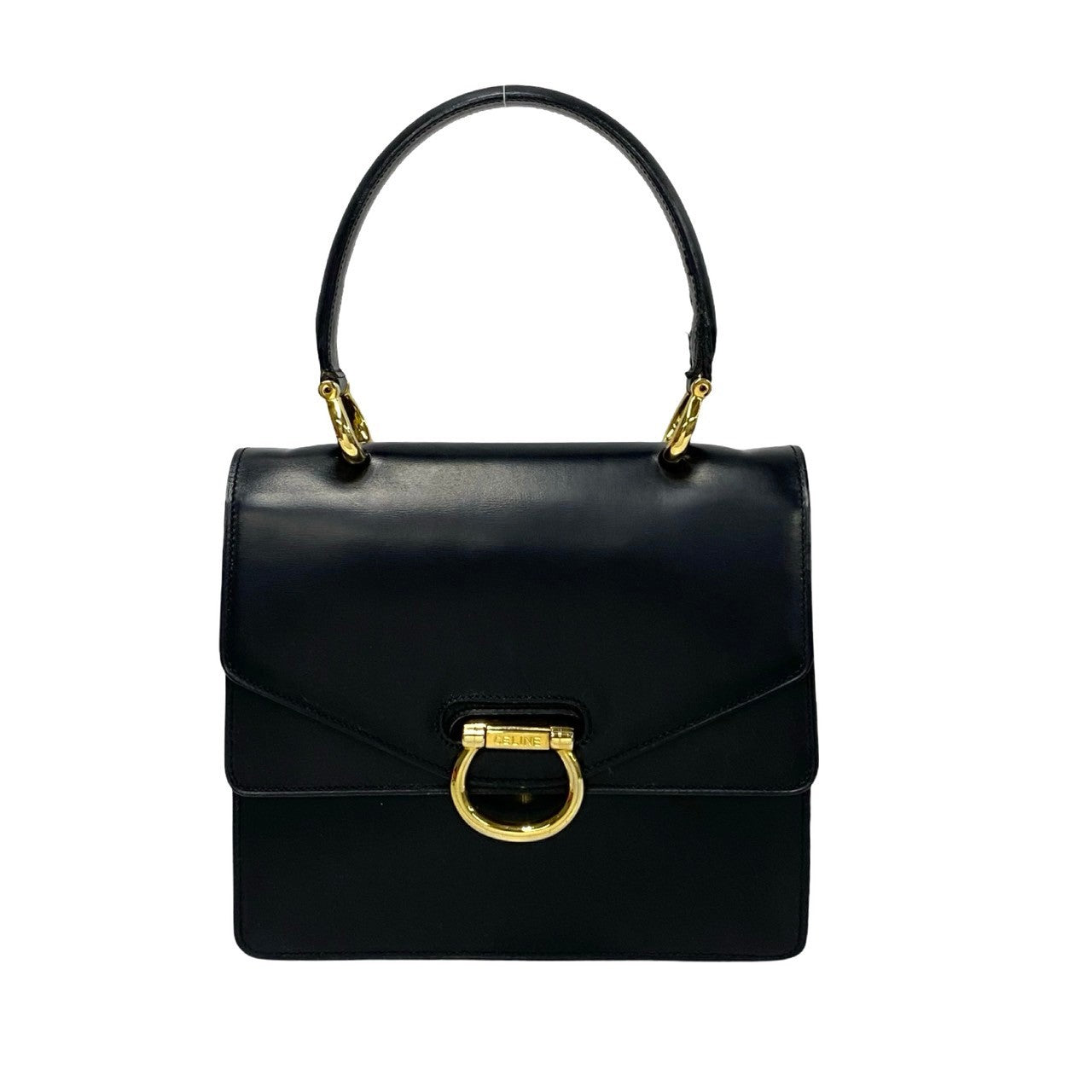 CELINE Handbag leather black Gancini Metal Women