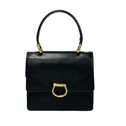 CELINE Handbag leather black Gancini Metal Women